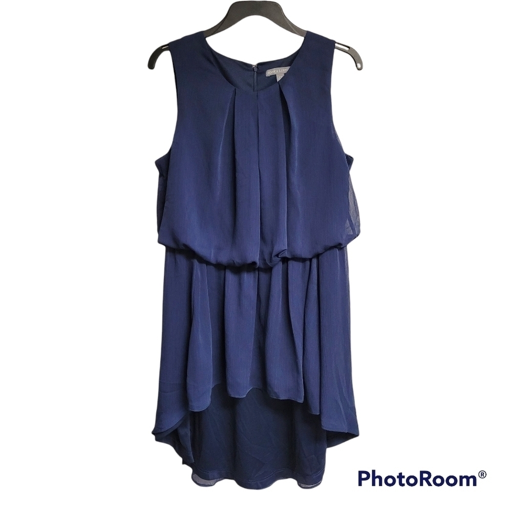 Jessica London Navy Blue High Low Sleeveless Flowy Dress‎